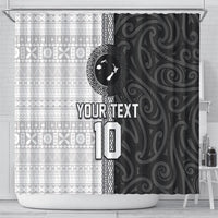 Custom Fiji and New Zealand Rugby Shower Curtain Tapa Mix Maori Pattern
