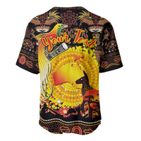 Personalized Australia and Papua New Guinea Together Baseball Jersey Kangaroo Aboriginal Art and Bird-of-paradise Oro Tribal Motifs - Polynesian Pride