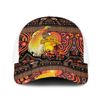Australia and Papua New Guinea Together Baseball Net Cap Kangaroo Aboriginal Art and Bird-of-paradise with Oro Tribal Motifs - Polynesian Pride