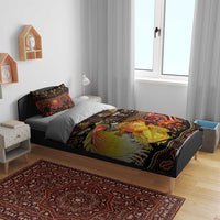 Australia and Papua New Guinea Together Bedding Set Kangaroo Aboriginal Art and Bird-of-paradise Oro Tribal Motifs - Polynesian Pride