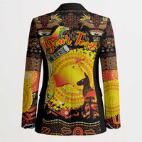 Personalized Australia and Papua New Guinea Together Blazer Kangaroo Aboriginal Art and Bird-of-paradise Oro Tribal Motifs - Polynesian Pride