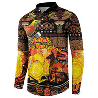 Personalized Australia and Papua New Guinea Together Button Sweatshirt Kangaroo Aboriginal Art and Bird-of-paradise Oro Tribal Motifs - Polynesian Pride