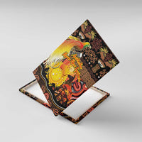 Australia and Papua New Guinea Together Canvas Wall Art Kangaroo Aboriginal Art and Bird-of-paradise Oro Tribal Motifs - Polynesian Pride