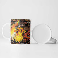 Personalized Australia and Papua New Guinea Together Ceramic Mug Kangaroo Aboriginal Art and Bird-of-paradise Oro Tribal Motifs - Polynesian Pride