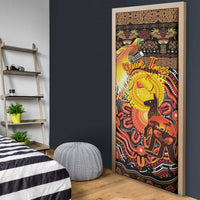 Personalized Australia and Papua New Guinea Together Door Cover Kangaroo Aboriginal Art and Bird-of-paradise Oro Tribal Motifs - Polynesian Pride