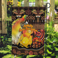 Australia and Papua New Guinea Together Garden Flag Kangaroo Aboriginal Art and Bird-of-paradise Oro Tribal Motifs - Polynesian Pride