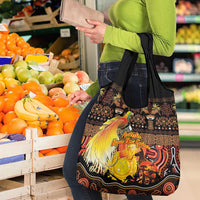 Australia and Papua New Guinea Together Grocery Bag Kangaroo Aboriginal Art and Bird-of-paradise Oro Tribal Motifs - Polynesian Pride