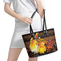 Australia and Papua New Guinea Together Leather Tote Bag Kangaroo Aboriginal Art and Bird-of-paradise Oro Tribal Motifs - Polynesian Pride