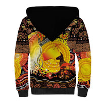Personalized Australia and Papua New Guinea Together Sherpa Hoodie Kangaroo Aboriginal Art and Bird-of-paradise Oro Tribal Motifs - Polynesian Pride