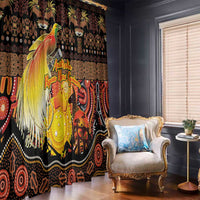 Australia and Papua New Guinea Together Window Curtain Kangaroo Aboriginal Art and Bird-of-paradise Oro Tribal Motifs - Polynesian Pride