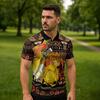 Personalized Australia and Papua New Guinea Together Zipper Polo Shirt Kangaroo Aboriginal Art and Bird-of-paradise Oro Tribal Motifs - Polynesian Pride