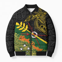 Personalized Chimpu Province Papua New Guinea Bomber Puffer Jacket Bird-of-paradise Art Tattoo and Melanesian Motifs - Polynesian Pride