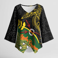 Personalized Chimpu Province Papua New Guinea Kimono Sleeve Blouse Bird-of-paradise Art Tattoo and Melanesian Motifs - Polynesian Pride