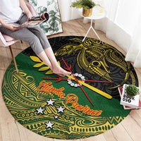 Chimpu Province Papua New Guinea Round Carpet Bird-of-paradise Art Tattoo and Melanesian Motifs - Polynesian Pride