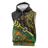 Personalized Chimpu Province Papua New Guinea Sleeveless Zip Hoodie Bird-of-paradise Art Tattoo and Melanesian Motifs - Polynesian Pride