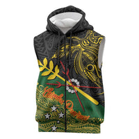 Personalized Chimpu Province Papua New Guinea Sleeveless Zip Hoodie Bird-of-paradise Art Tattoo and Melanesian Motifs - Polynesian Pride