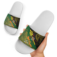 Chimpu Province Papua New Guinea Slide Sandals Bird-of-paradise Art Tattoo and Melanesian Motifs - Polynesian Pride