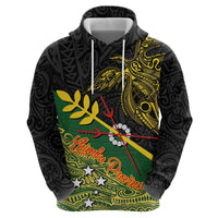 Personalized Chimpu Province Papua New Guinea Zip Hoodie Bird-of-paradise Art Tattoo and Melanesian Motifs - Polynesian Pride
