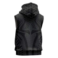 Hawaiian Kakau Art Tattoos Aquaman Style Sleeveless Zip Hoodie Black Version - Polynesian Pride