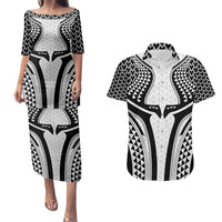 Hawaiian Kakau Art Tattoos Aquaman Style Couples Matching Puletasi and Hawaiian Shirt White Version - Polynesian Pride