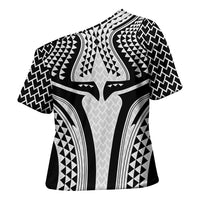 Hawaiian Kakau Art Tattoos Aquaman Style Cross Shoulder Shirt White Version LT03 - Polynesian Pride
