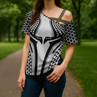 Hawaiian Kakau Art Tattoos Aquaman Style Cross Shoulder Shirt White Version LT03 - Polynesian Pride