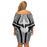 Hawaiian Kakau Art Tattoos Aquaman Style Family Matching Off Shoulder Short Dress and Hawaiian Shirt White Version - Polynesian Pride