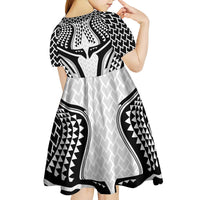 Hawaiian Kakau Art Tattoos Aquaman Style Kid Short Sleeve Dress White Version - Polynesian Pride