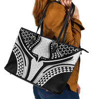 Hawaiian Kakau Art Tattoos Aquaman Style Leather Tote Bag White Version - Polynesian Pride