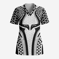 Hawaiian Kakau Art Tattoos Aquaman Style Scrub Top White Version - Polynesian Pride