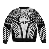 Hawaiian Kakau Art Tattoos Aquaman Style Sleeve Zip Bomber Jacket White Version - Polynesian Pride