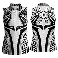 Hawaiian Kakau Art Tattoos Aquaman Style Women Sleeveless Polo Shirt White Version - Polynesian Pride