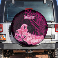 Polynesia Breast Cancer Spare Tire Cover Butterfly and Flowers Ribbon Maori Tattoo Ethnic Black Style LT03 - Polynesian Pride