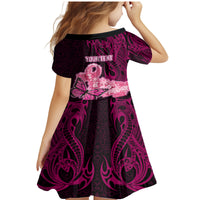 Custom Polynesia Breast Cancer Family Matching Mermaid Dress and Hawaiian Shirt Butterfly and Flowers Ribbon Maori Tattoo Ethnic Black Style LT03 - Polynesian Pride