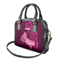 Custom Polynesia Breast Cancer Shoulder Handbag Butterfly and Flowers Ribbon Maori Tattoo Ethnic Pink Style LT03 - Polynesian Pride