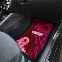 Custom Polynesia Breast Cancer Car Mats Butterfly and Flowers Ribbon Maori Tattoo Ethnic Red Style LT03 - Polynesian Pride