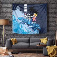 Hawaiian Honu Honi Ihu Tapestry With Plumeria and Kakau Art Pattern