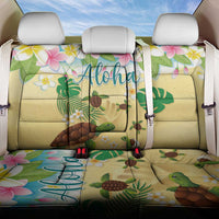 Aloha Turtle Family on The Beach Back Car Seat Cover with Hawaiian Colorful Plumeria