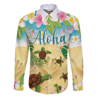 Aloha Turtle Family on The Beach Family Matching Mermaid Dress and Hawaiian Shirt with Hawaiian Colorful Plumeria