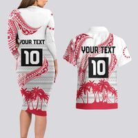 Cook Islands Marathon 2025-Pursuit in Paradise Couples Matching Long Sleeve Bodycon Dress and Hawaiian Shirt Red Color
