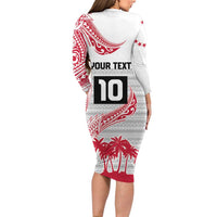 Cook Islands Marathon 2025-Pursuit in Paradise Long Sleeve Bodycon Dress Red Color