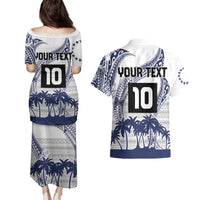 Cook Islands Marathon 2025-Pursuit in Paradise Couples Matching Puletasi and Hawaiian Shirt Blue Color