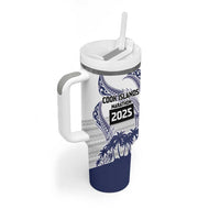 Cook Islands Marathon 2025-Pursuit in Paradise Tumbler With Handle Blue Color