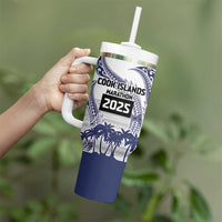 Cook Islands Marathon 2025-Pursuit in Paradise Tumbler With Handle Blue Color