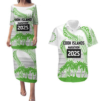 Cook Islands Marathon 2025-Pursuit in Paradise Couples Matching Puletasi and Hawaiian Shirt Green Color