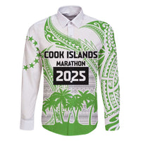 Cook Islands Marathon 2025-Pursuit in Paradise Family Matching Long Sleeve Bodycon Dress and Hawaiian Shirt Green Color