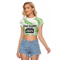 Cook Islands Marathon 2025-Pursuit in Paradise Raglan Cropped T Shirt Green Color LT03 Female Green - Polynesian Pride