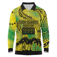Cook Islands Marathon 2025-Pursuit in Paradise Long Sleeve Polo Shirt Special Edition LT03 Yellow-Green - Polynesian Pride