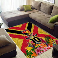 Custom Papua New Guinea Rugby Area Rug Bird of Paradise and Hibiscus Polynesian Pattern Yellow Color
