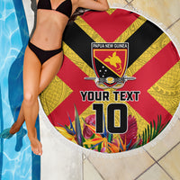 Custom Papua New Guinea Rugby Beach Blanket Bird of Paradise and Hibiscus Polynesian Pattern Yellow Color